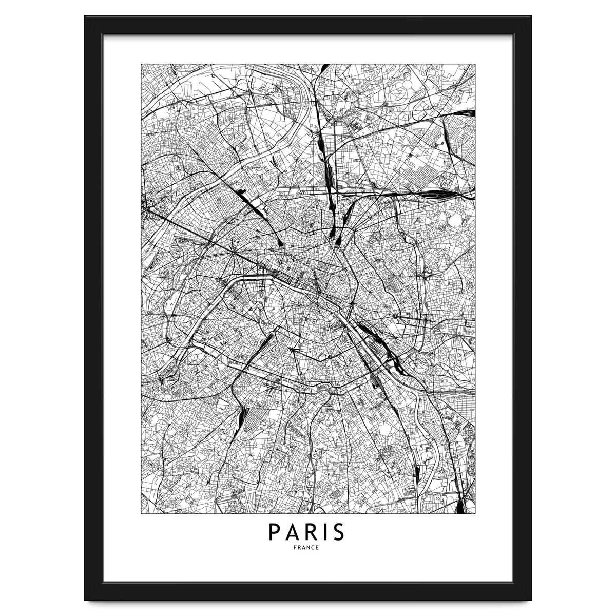 Paris White Map