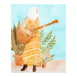 Music Soothes My Soul | Urban Hippie Bohemian Woman Playing the Guitar | Plant Lady Painting (Print Only) thumbnail