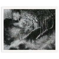 Black and White Forest in Clouds