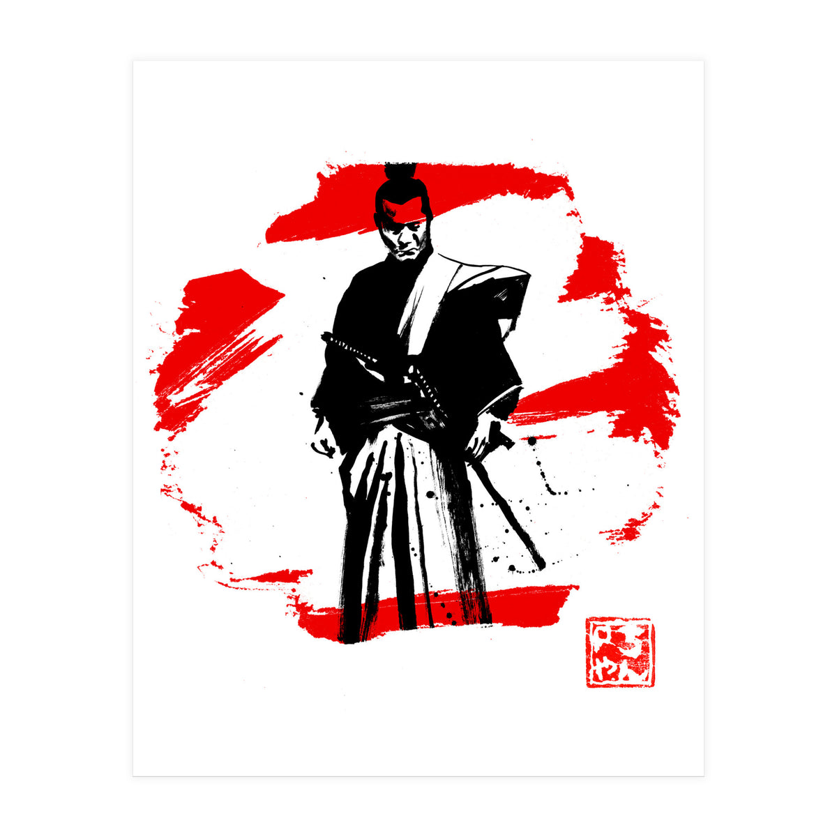 samurai in red and white (Print Only)