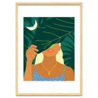 To The Moon & Never Back | Jungle Dreamer Bohemian Tropical Soul | Forest Nature Woman Illustration