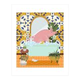 Piggie Bathing in Moroccan Style Bathroom (Print Only) thumbnail