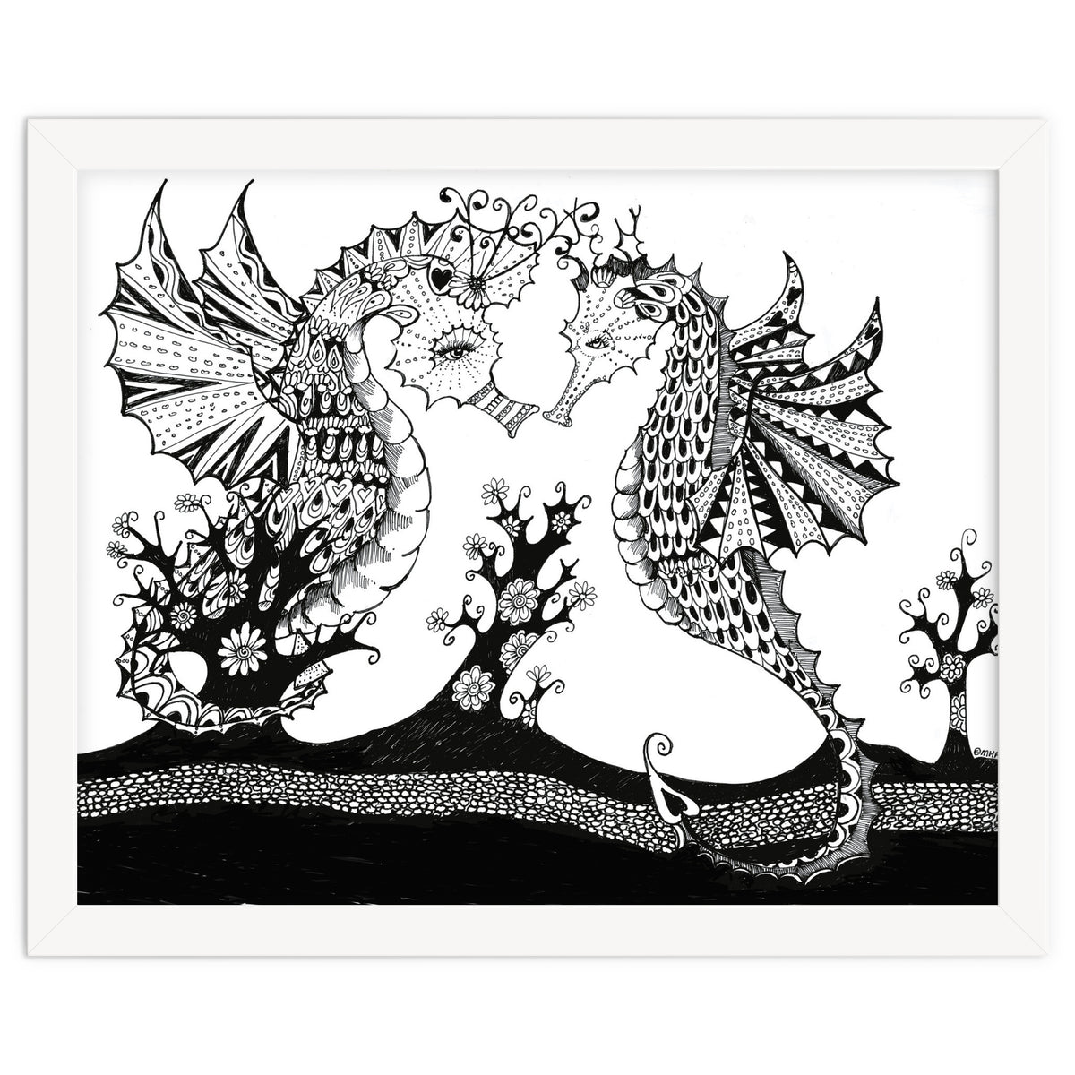 Seahorse Dragons Love Illustration