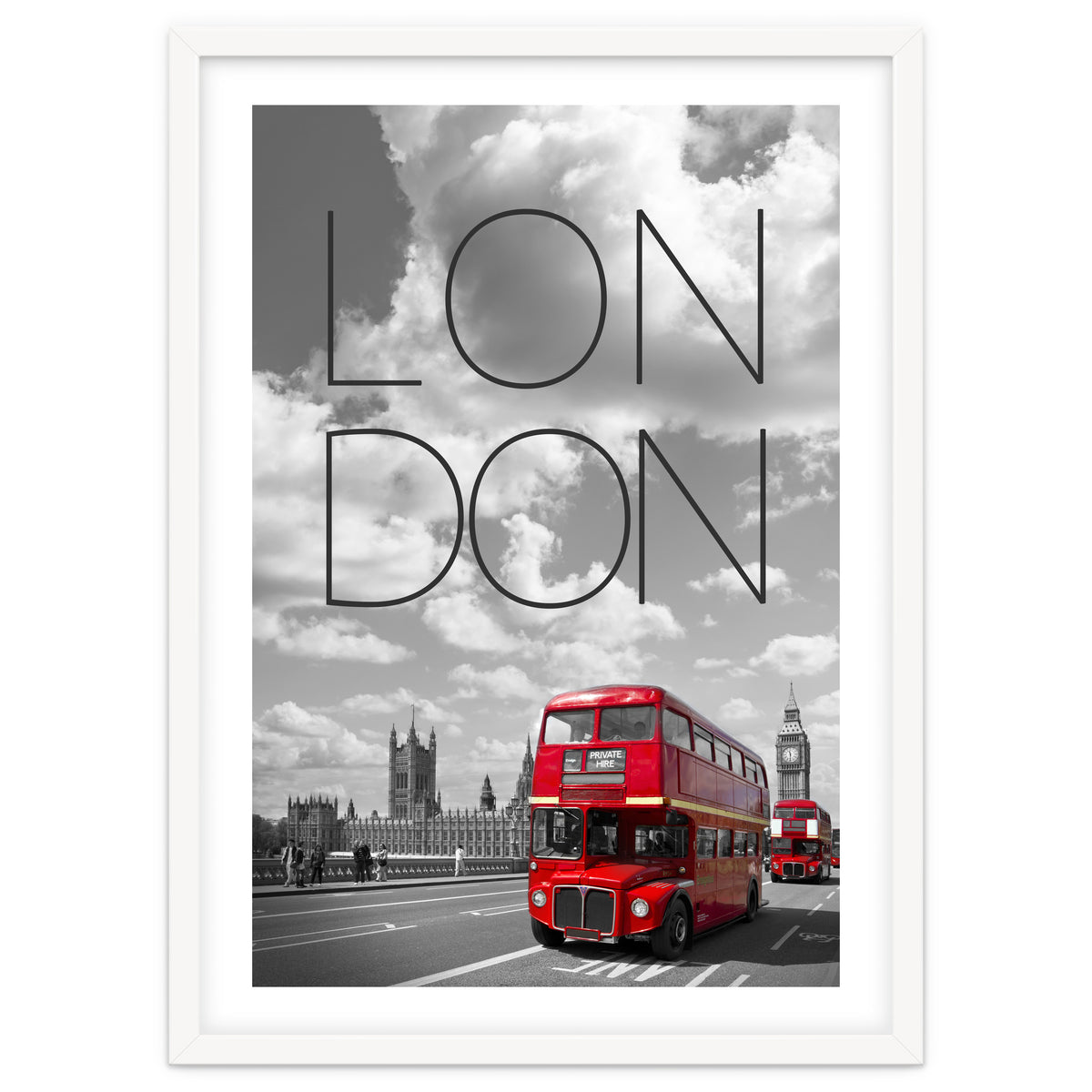 Red Buses in London | Text & Skyline