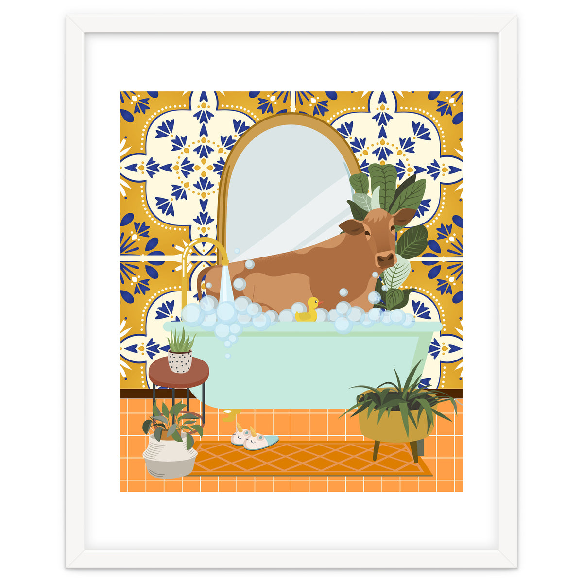 Cow Bathing in Moroccan Style Bathroom