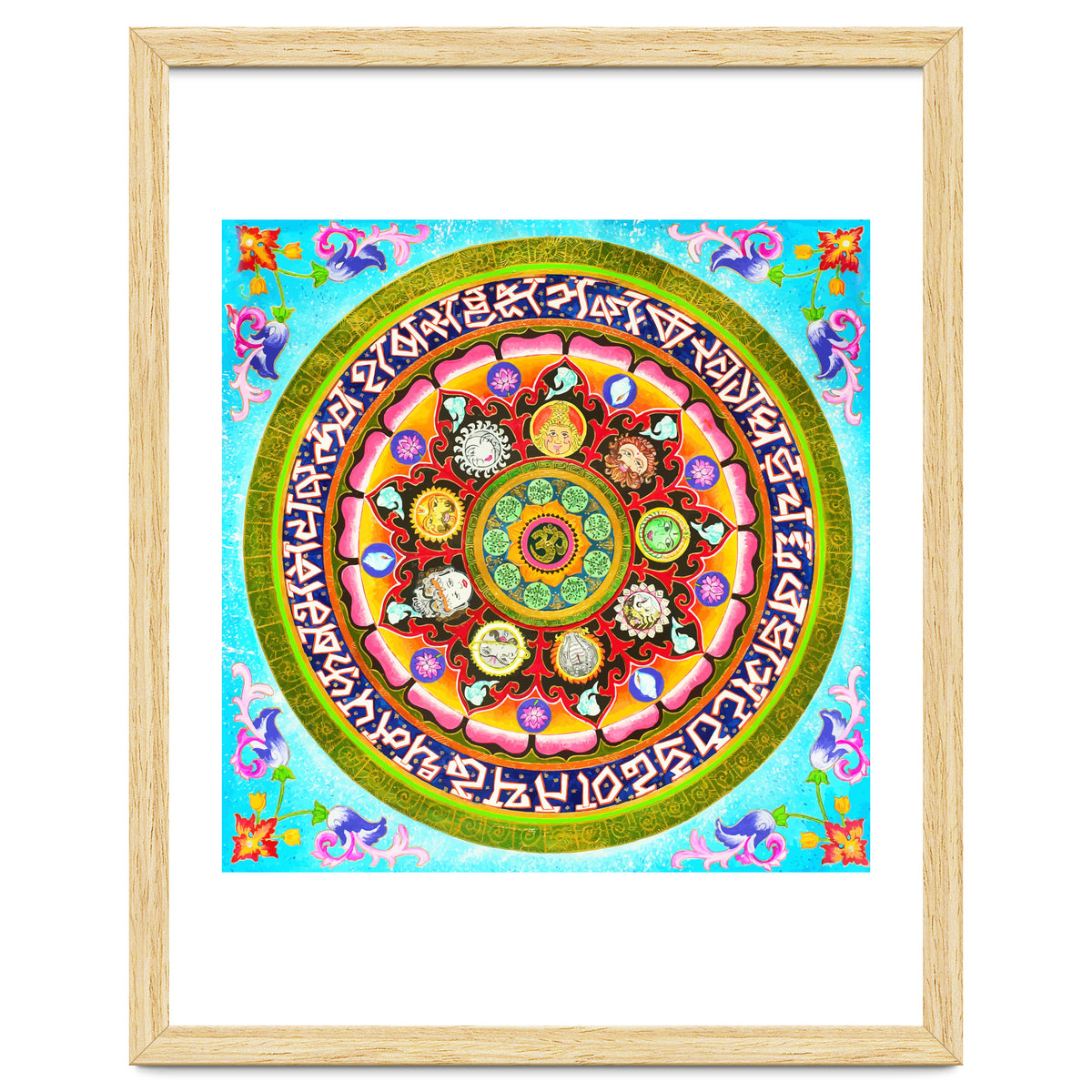 Chakra Mandala, Ayurveda Yoga Aum, Eclectic Colorful Bohemian Sun Sign Moon Sign Zodiac Astrology