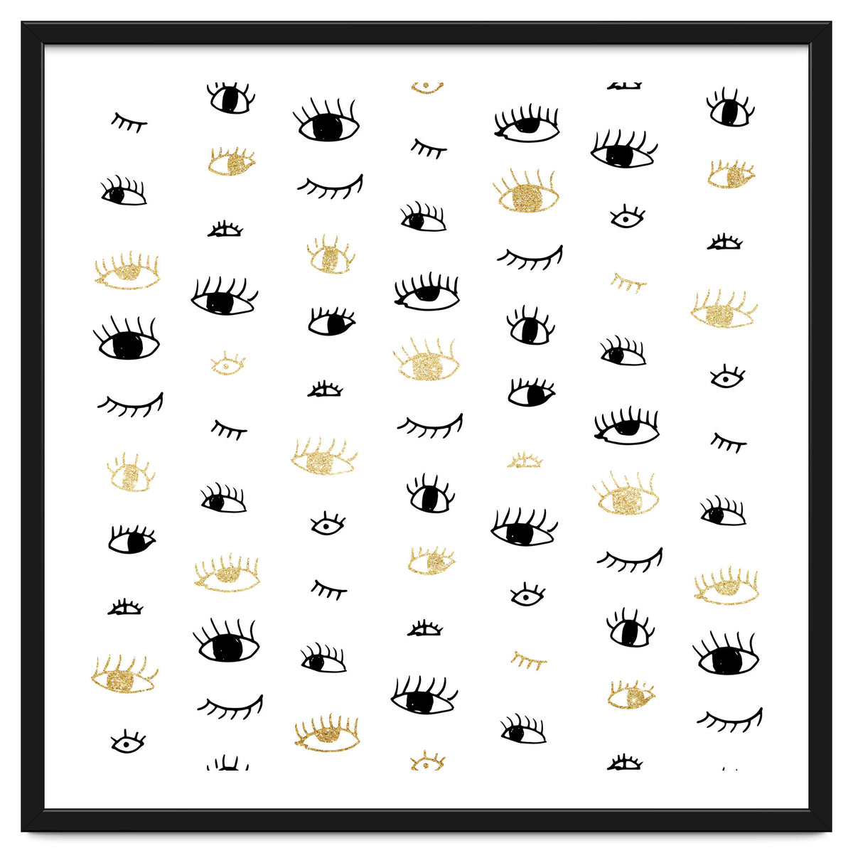 Gold and black eyes and lashes pattern