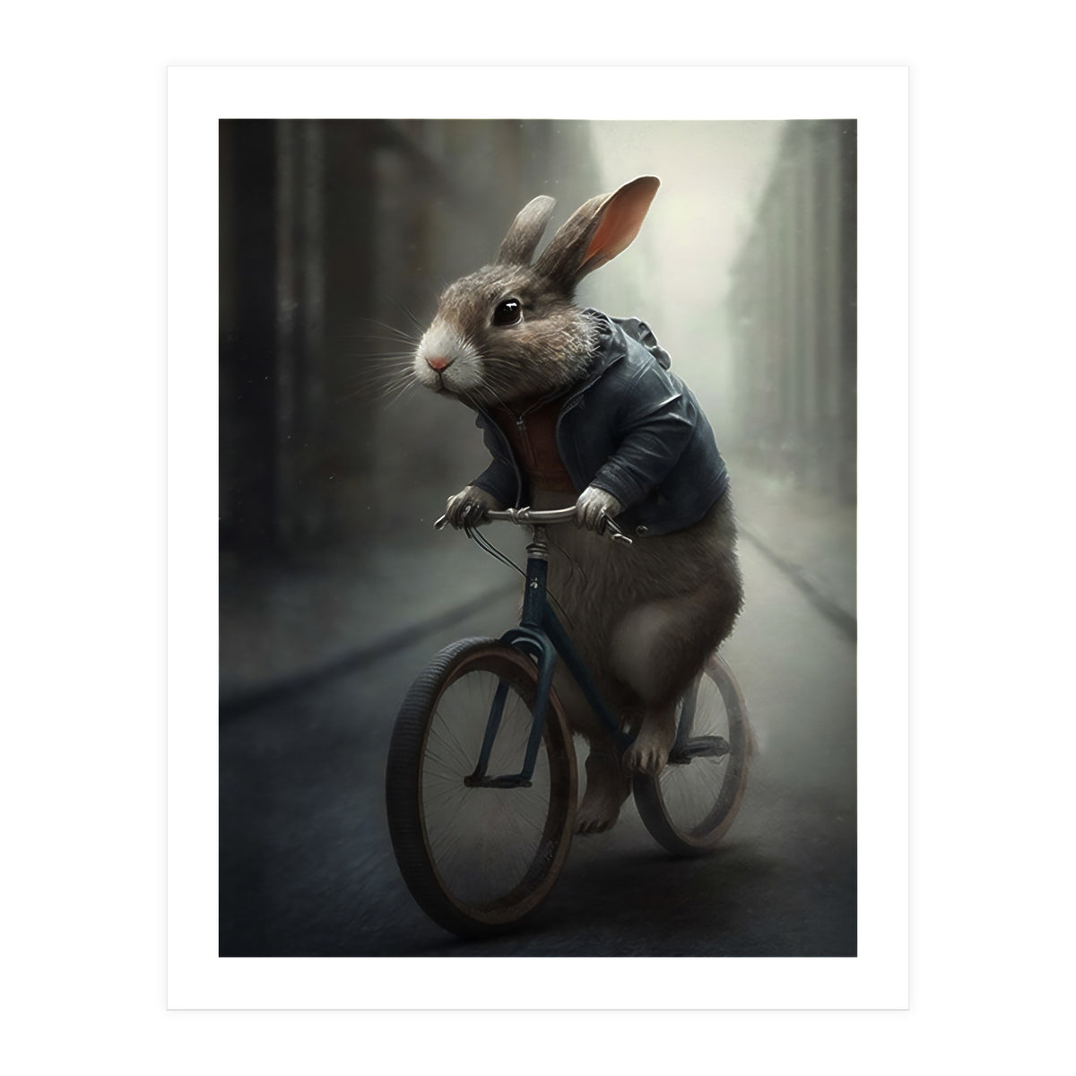Rabbit Riding a Bicycle (Print Only)
