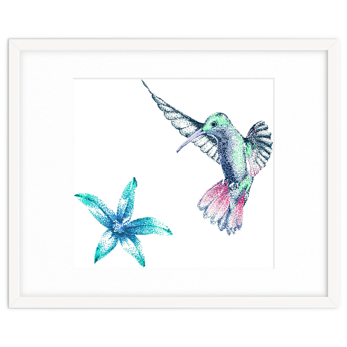 Green Hummingbird And Tropical Flower