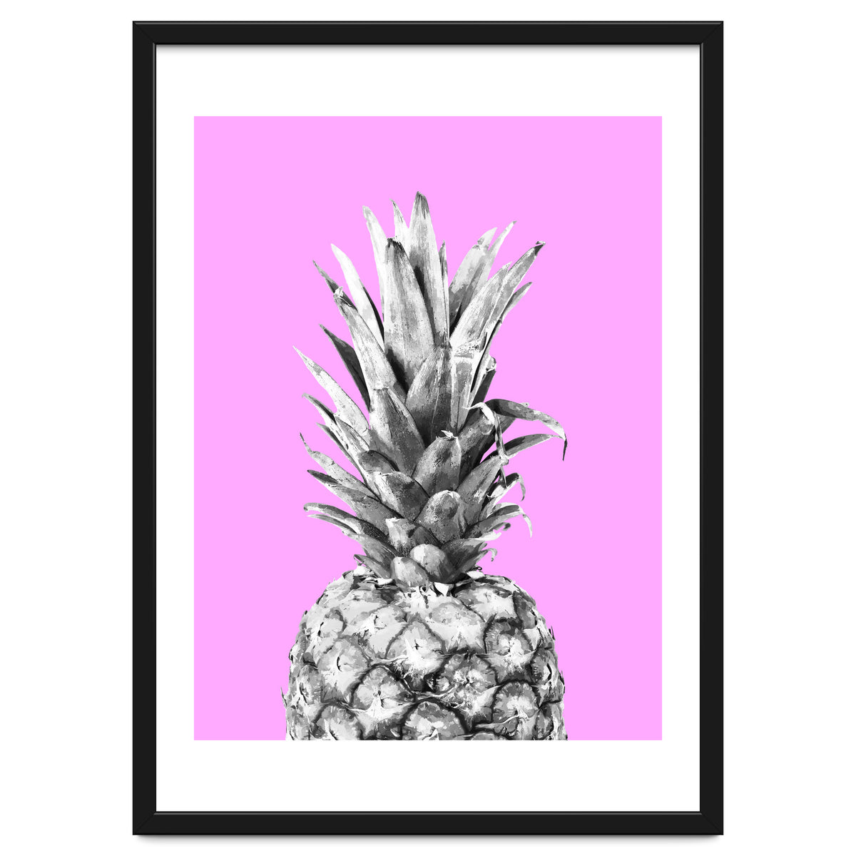 Black and White Pineapple Pink Background