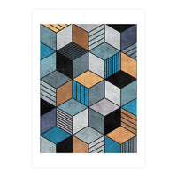 Colorful Concrete Cubes 2 - Blue, Grey, Brown (Print Only)
