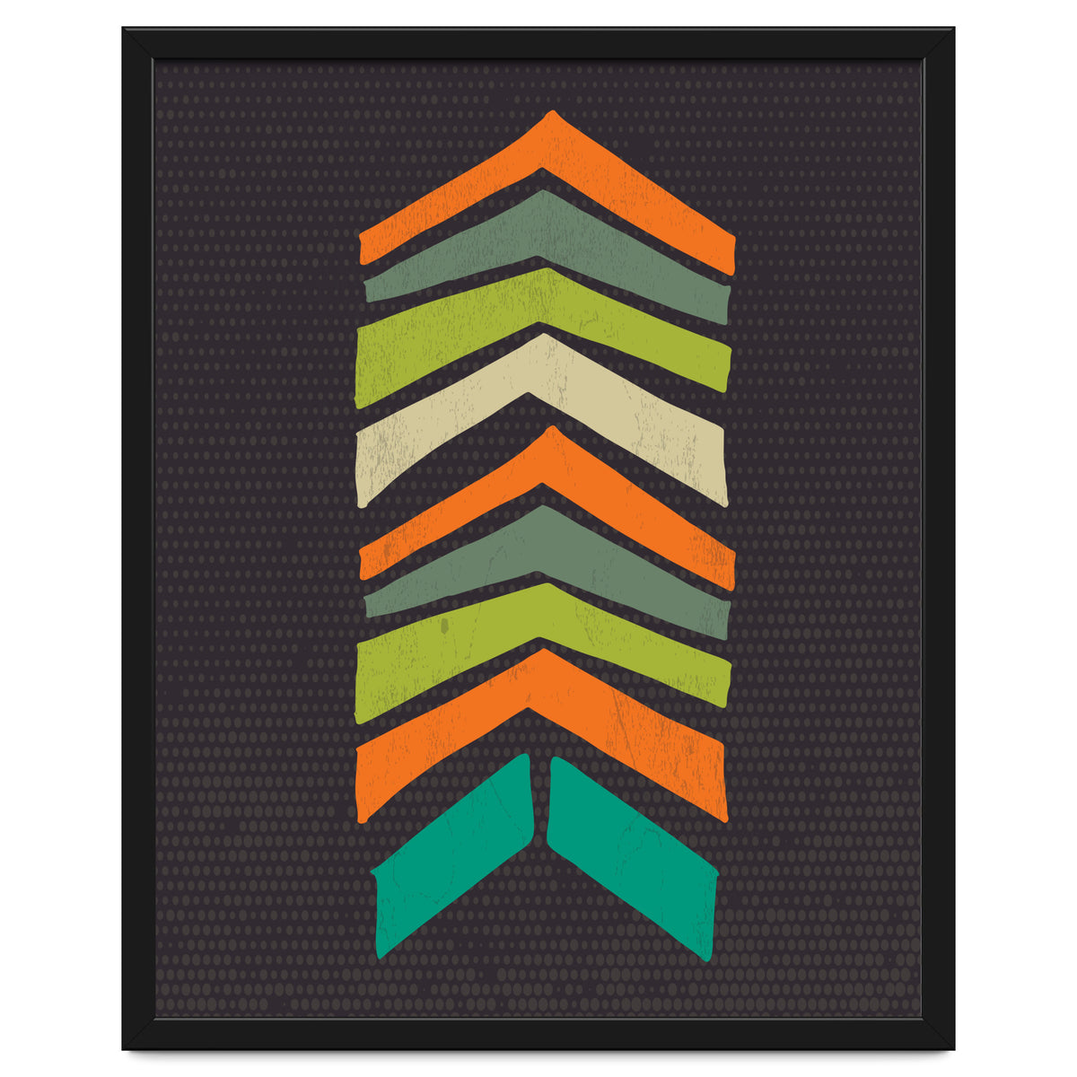 Retro Chevron Print Orange Teal Variation