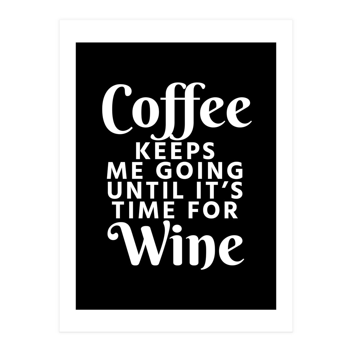 Coffee Keeps Me Going Until It's Time For Wine Black (Print Only)
