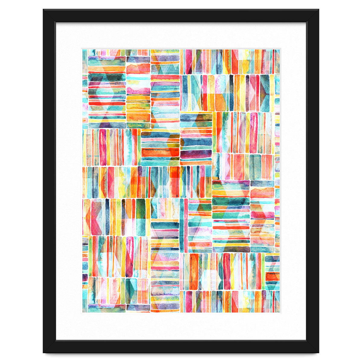 Summer Pastel Geometric and Striped Abstract on white