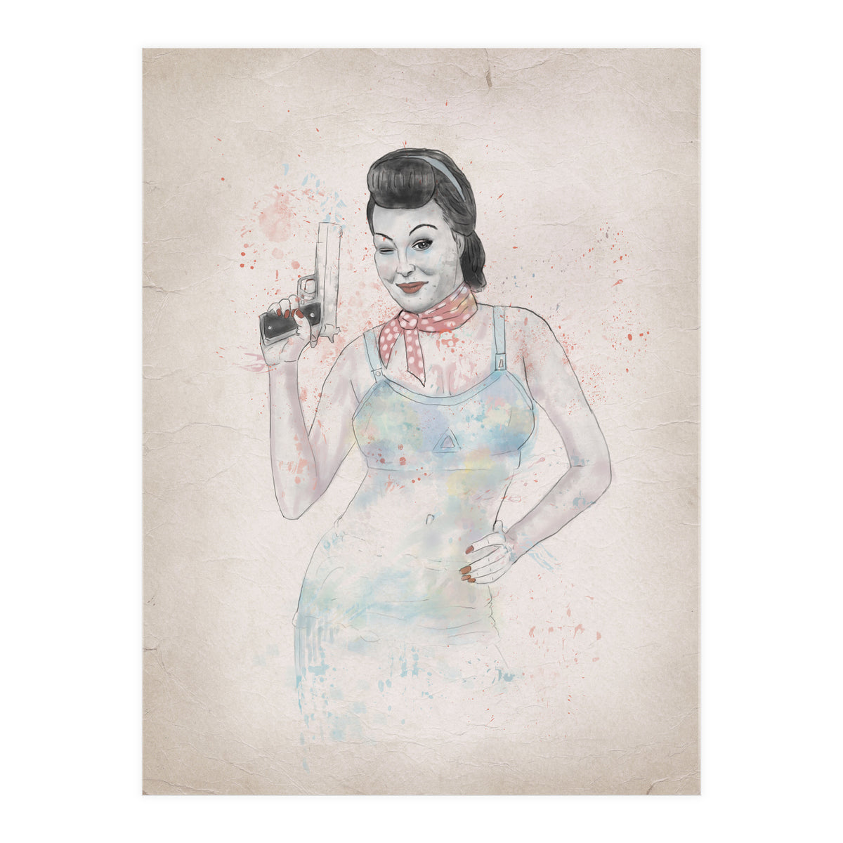 Posing With Gun (Print Only)