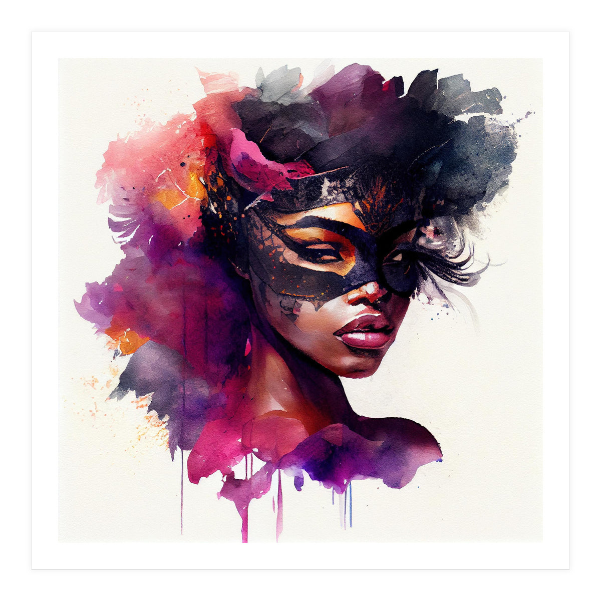 Watercolor Carnival Woman #7 (Print Only)