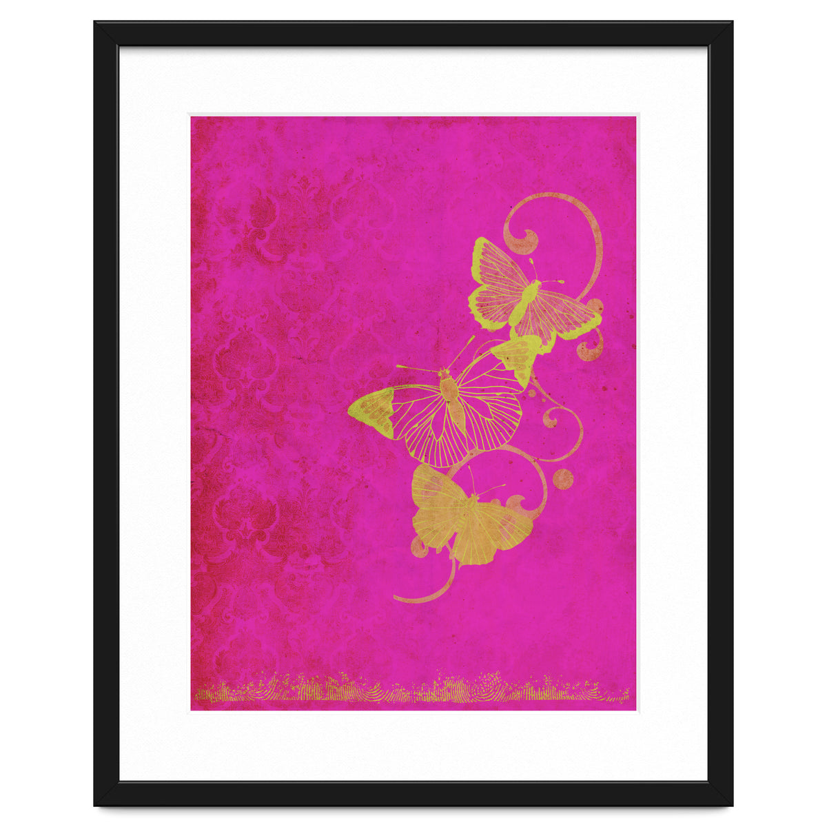 Yellow Butterflies on Pink