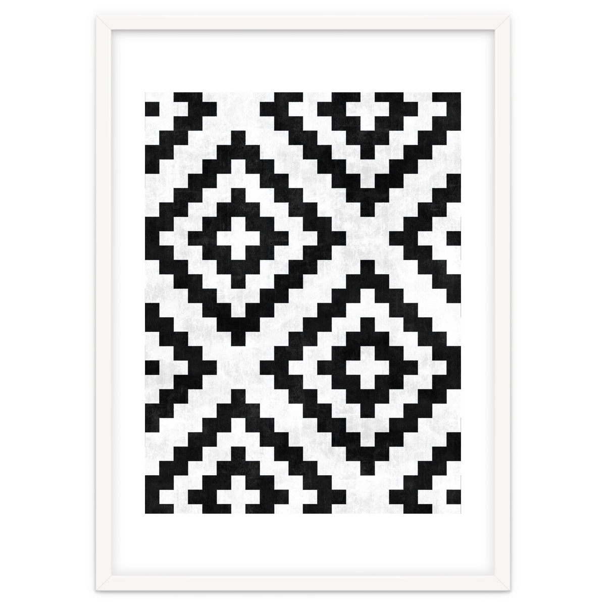 Urban Tribal Pattern No.18 - Aztec - Black and White Concrete