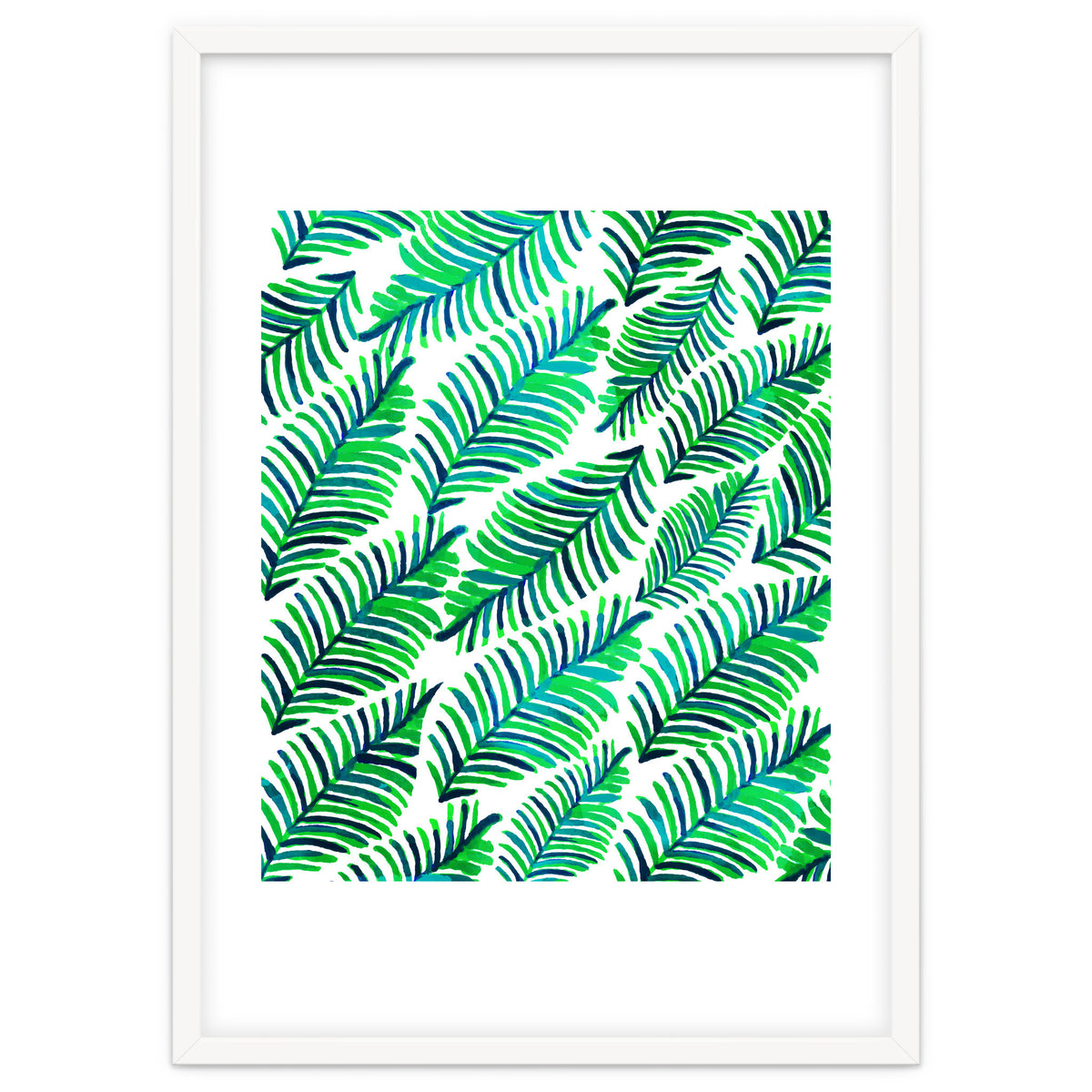 Palm Solace | Tropical Botanical Plants Nature Hand-Painted Watercolor Painting Bohemian Lush Green