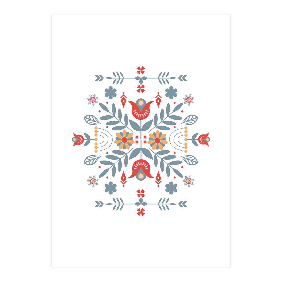 Scandinavian Folk Retro Flower Pattern (Print Only)