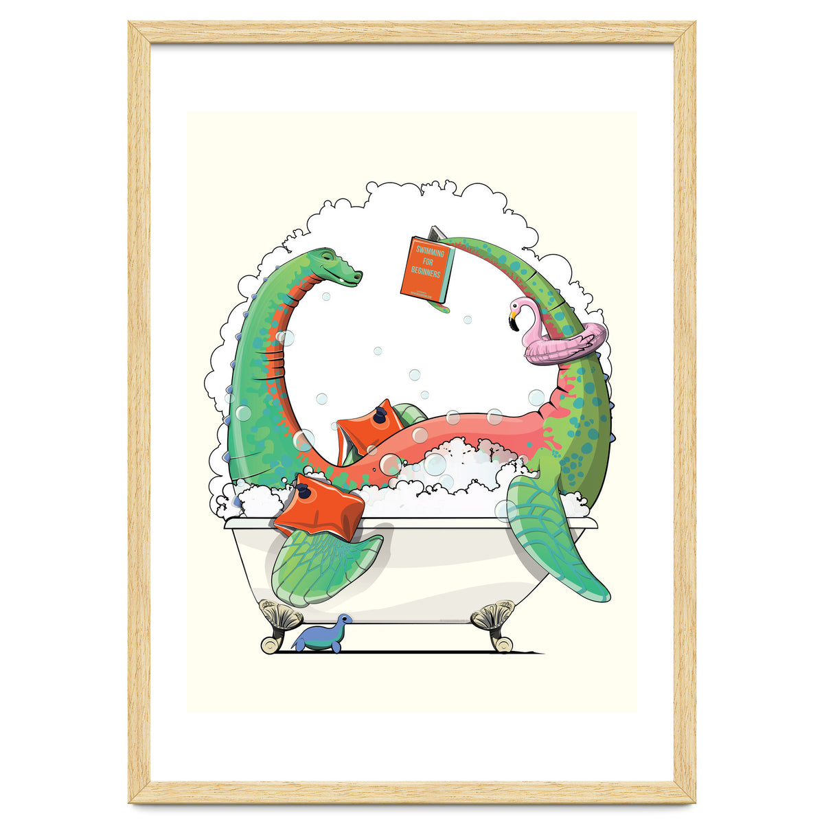 Dinosaur Plesiosaurus in the Bath, funny bathroom humour