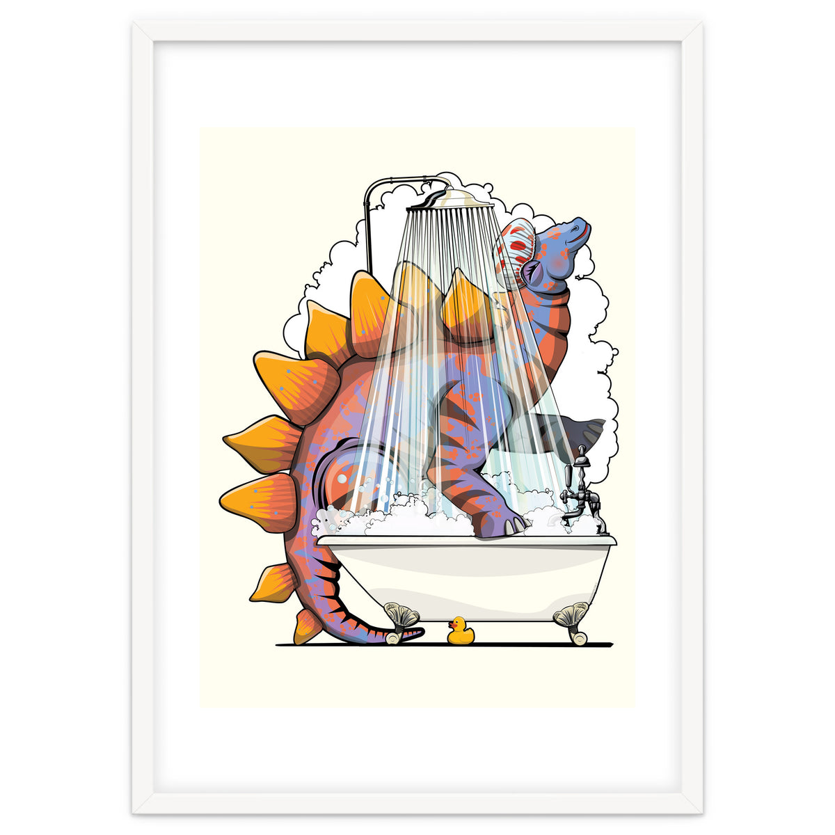 Dinosaur Stegosaurus in the Shower, funny bathroom humour