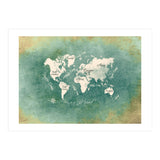 World Map White Green (Print Only) thumbnail