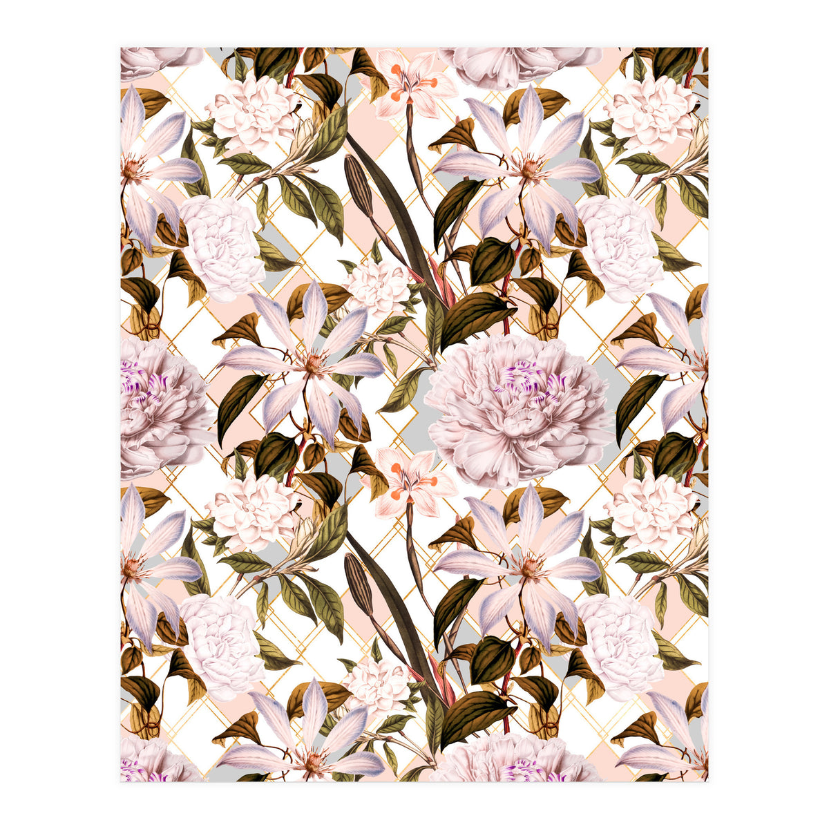 Pink flowering in geometric (Print Only)