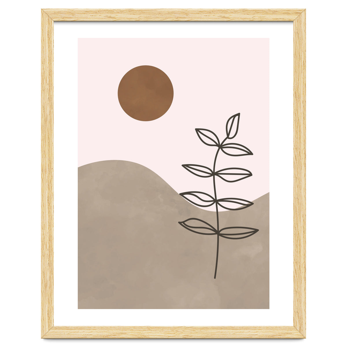 Sun Leaf Abstract Botanical Mid Century