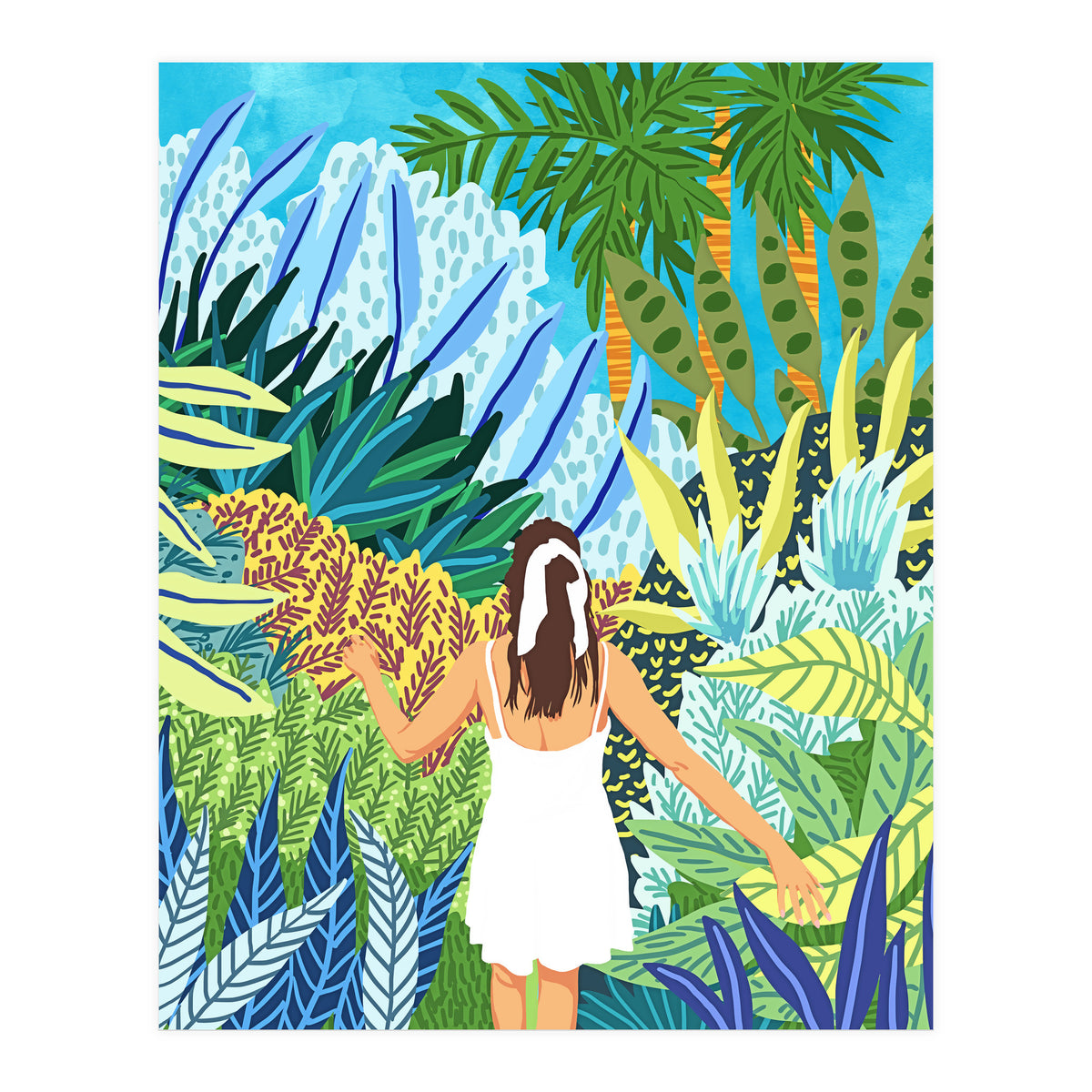 Lost in the Jungle of Feelings | Forest Tropical Botanical Nature Plants Illustration (Print Only)
