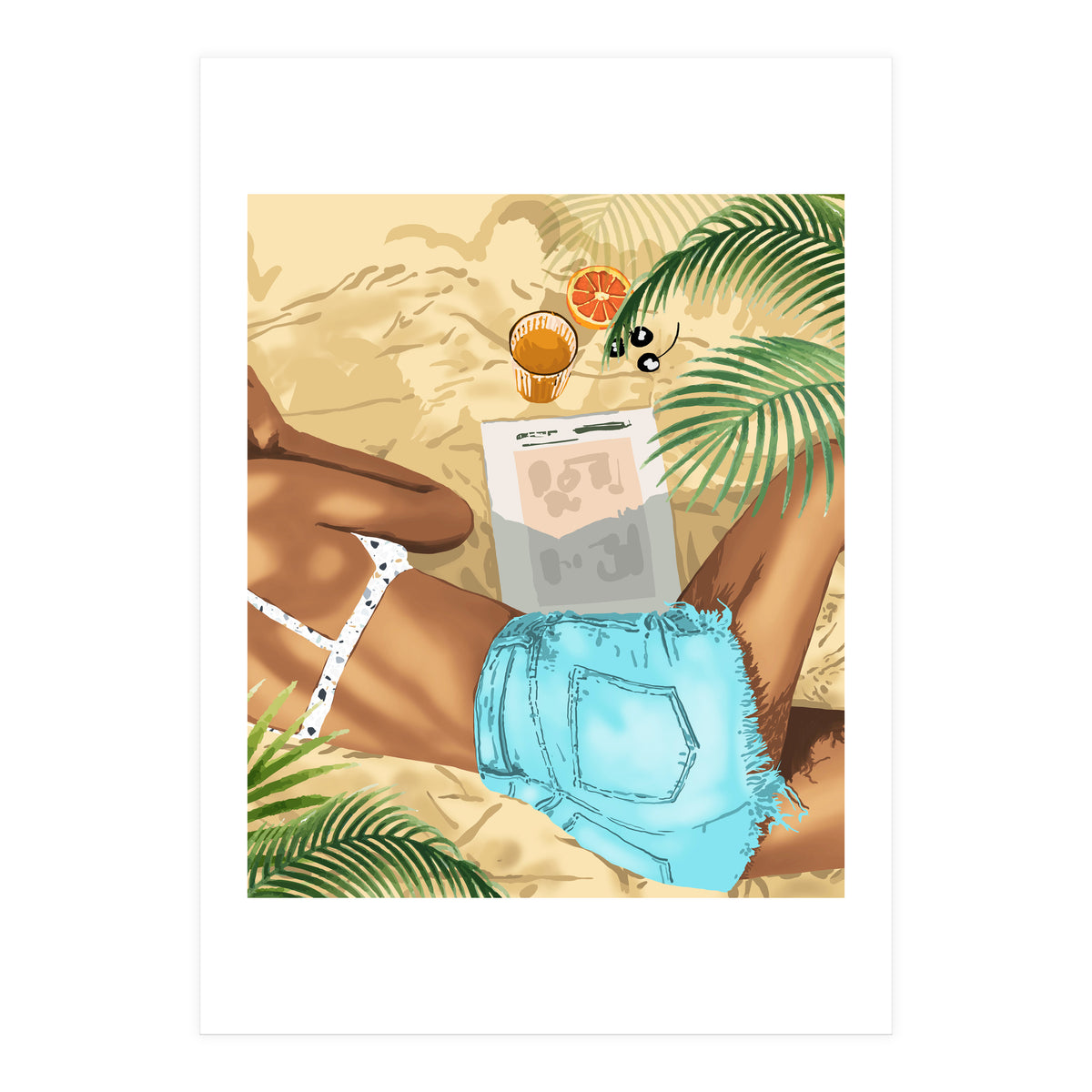 Keep Palm & Carry On Wall Art | Tropical Beach Bikini Fashion Travel Chai (Print Only)