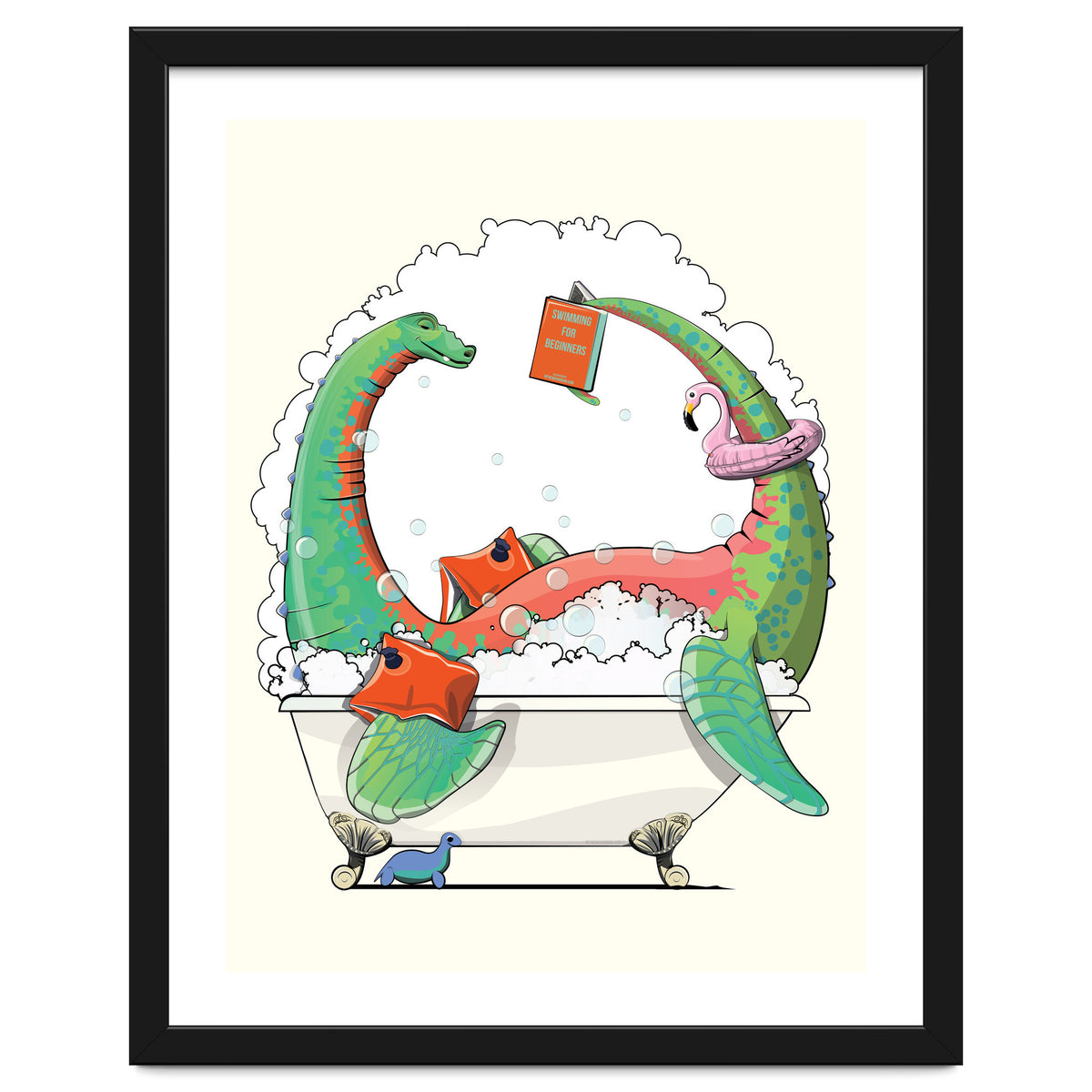 Dinosaur Plesiosaurus in the Bath, funny bathroom humour