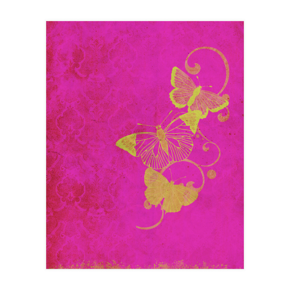 Yellow Butterflies on Pink (Print Only)