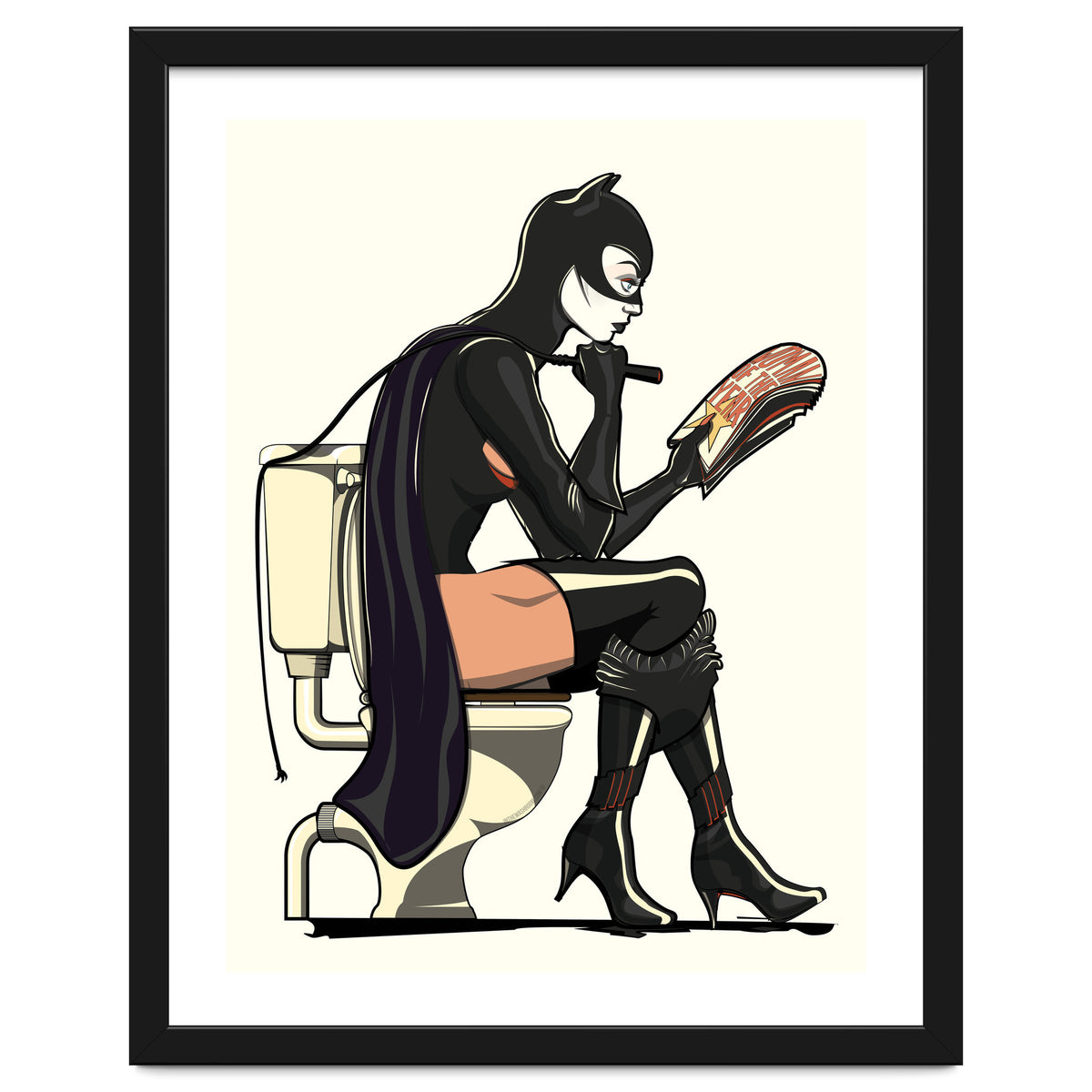 Catwoman on the Toilet, funny Bathroom Humour
