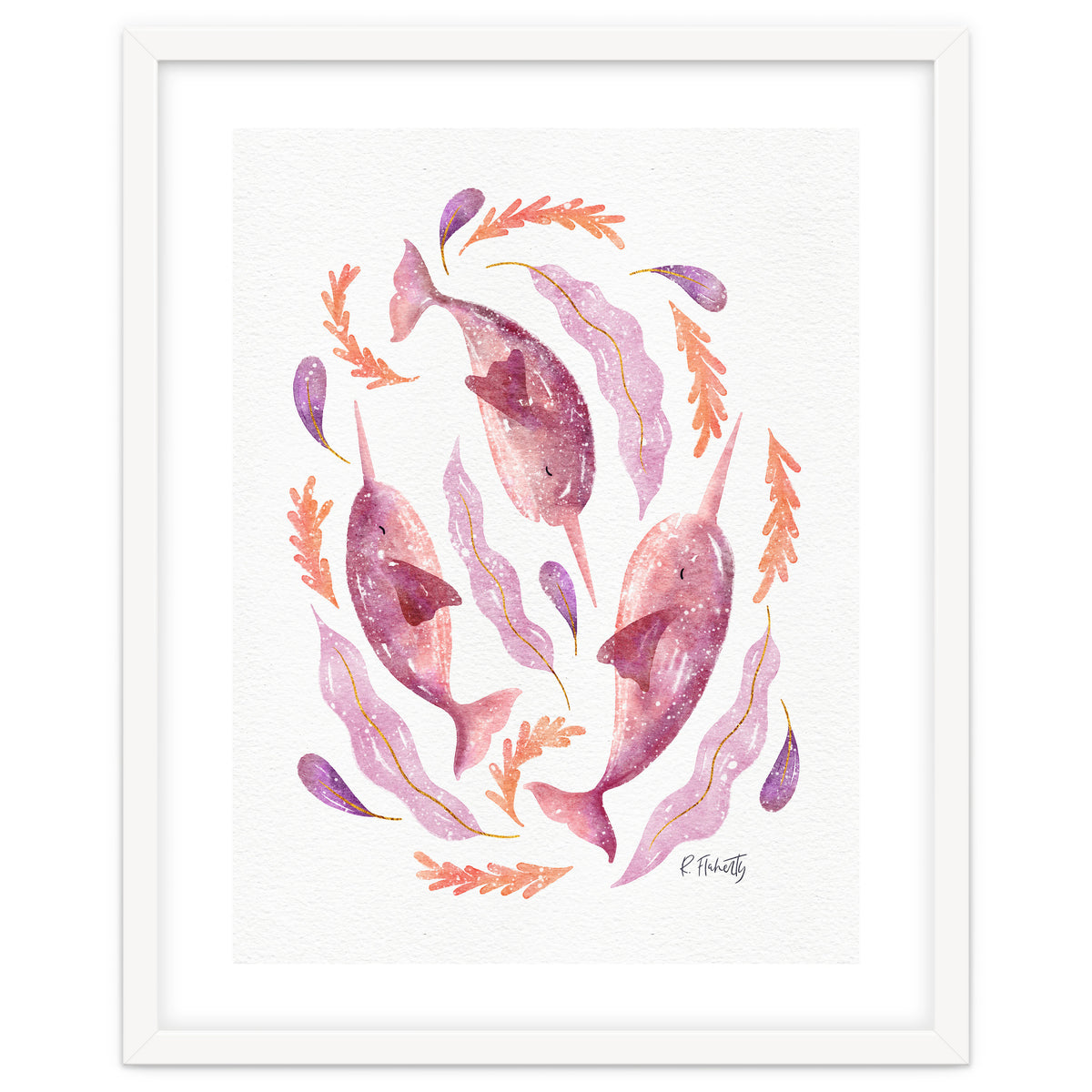 Swirling Narwhals | Pink