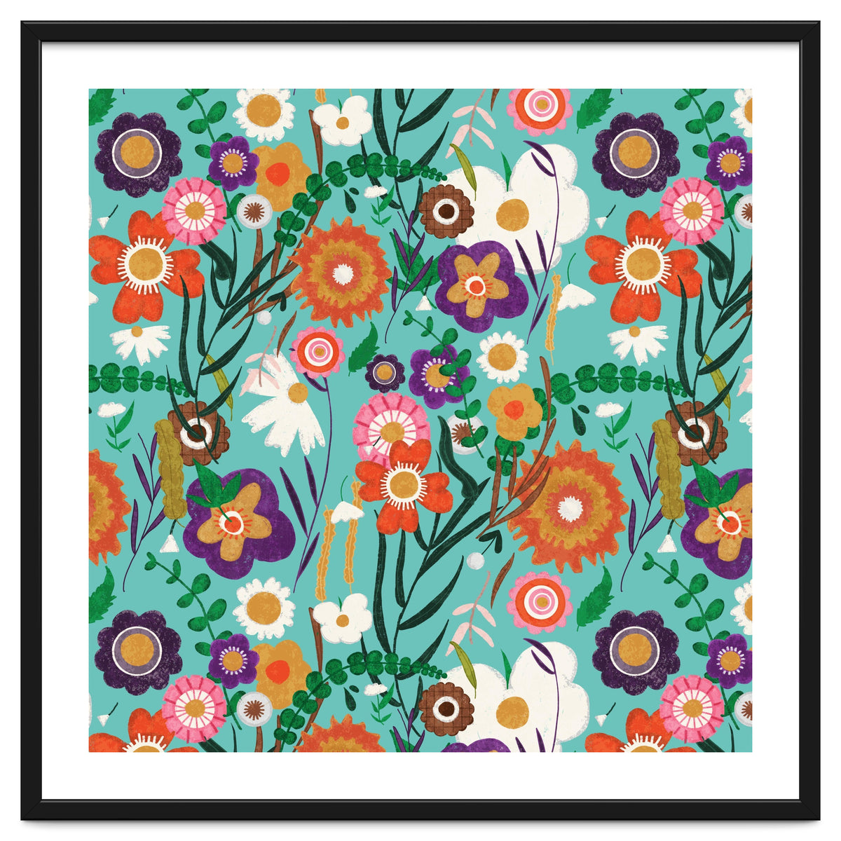 Folk Spring Floral Blue