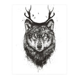 Deer Wolf Bw (Print Only) thumbnail