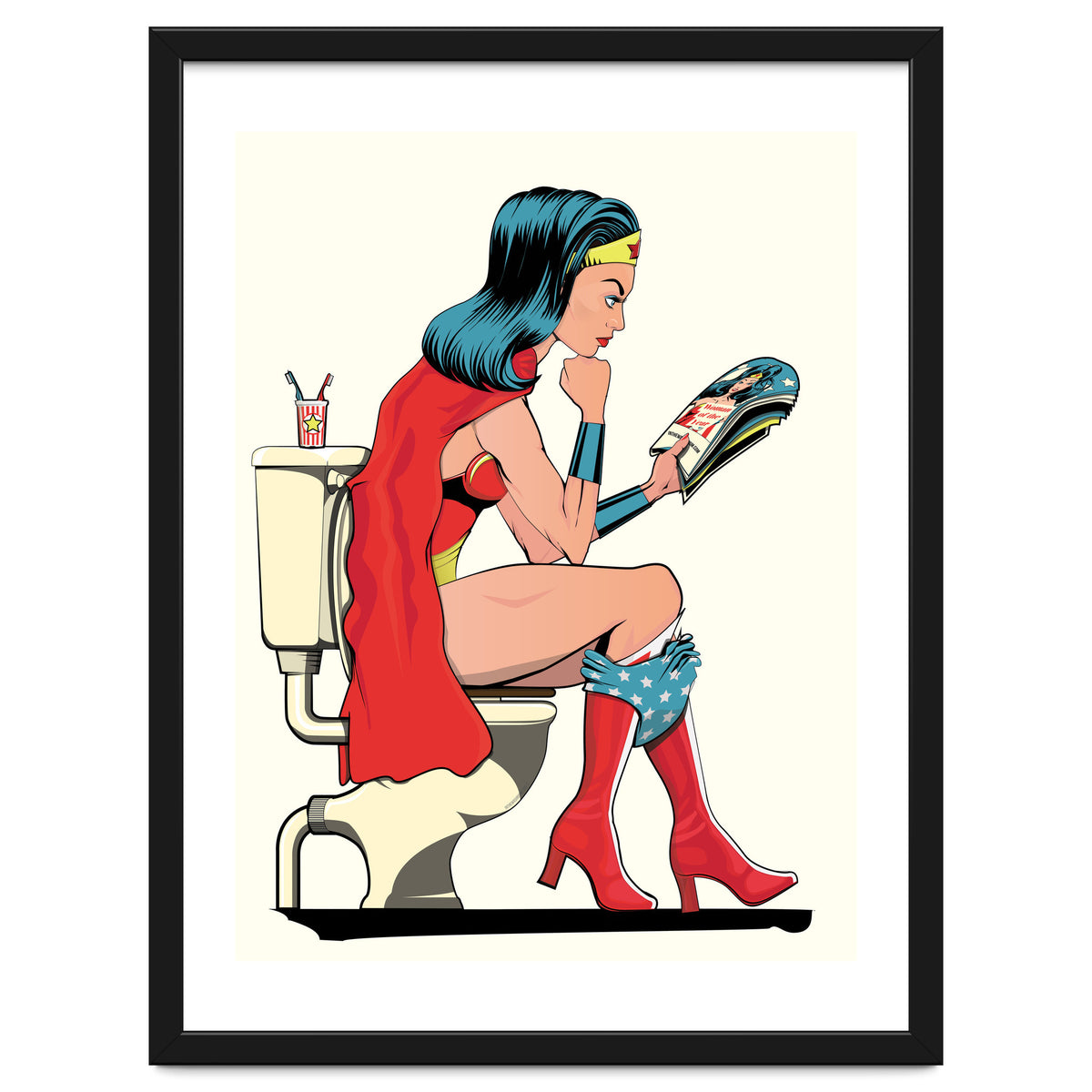 Wonder Woman on the Toilet, funny Bathroom Humour