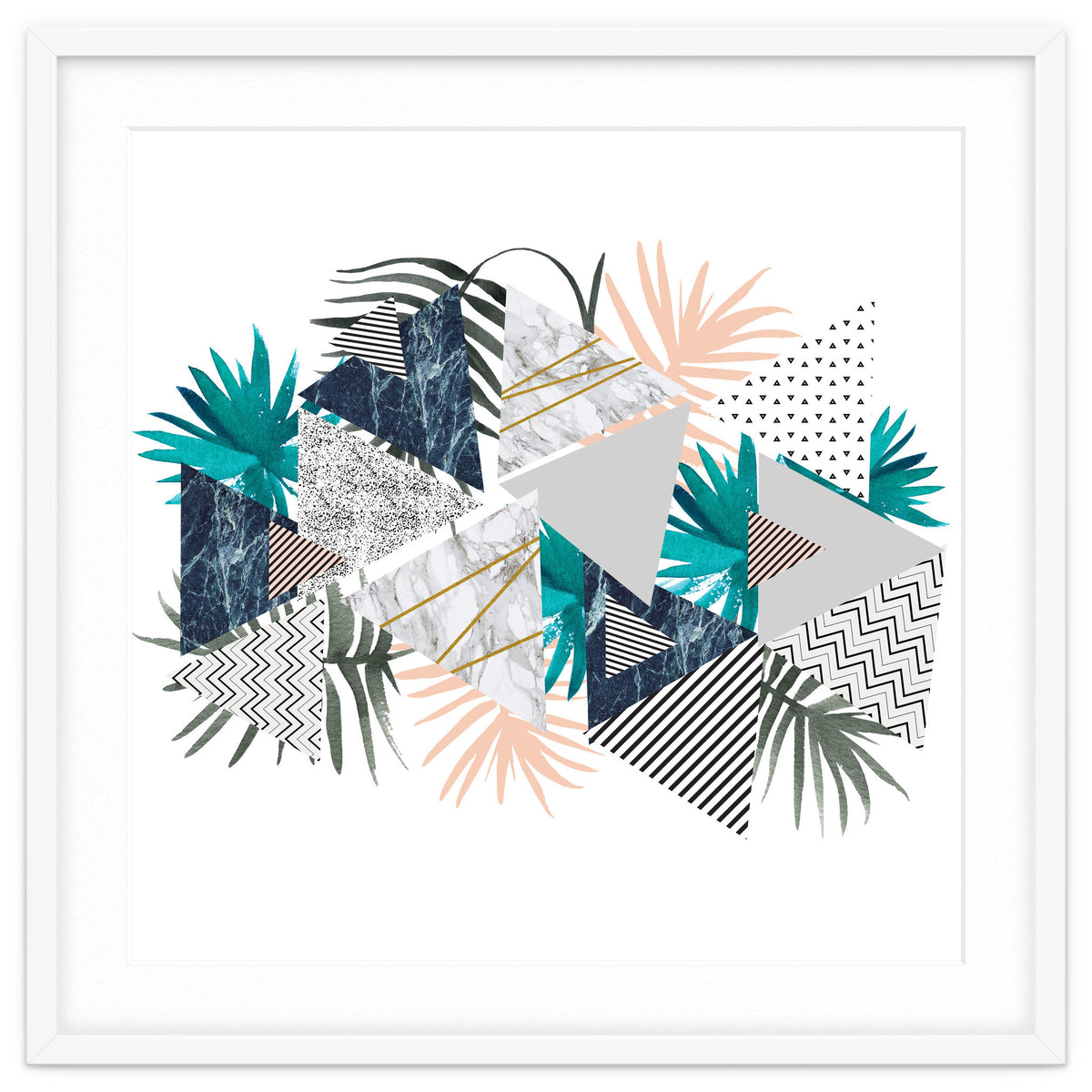 Abstract of geometric patterns with plants and marble I