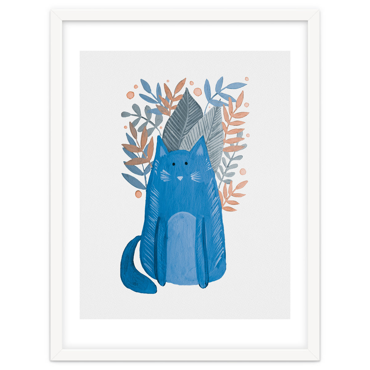 Cute blue cat and branches