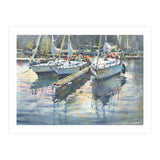 Yachts in the port. Watercolor painting (Print Only) thumbnail