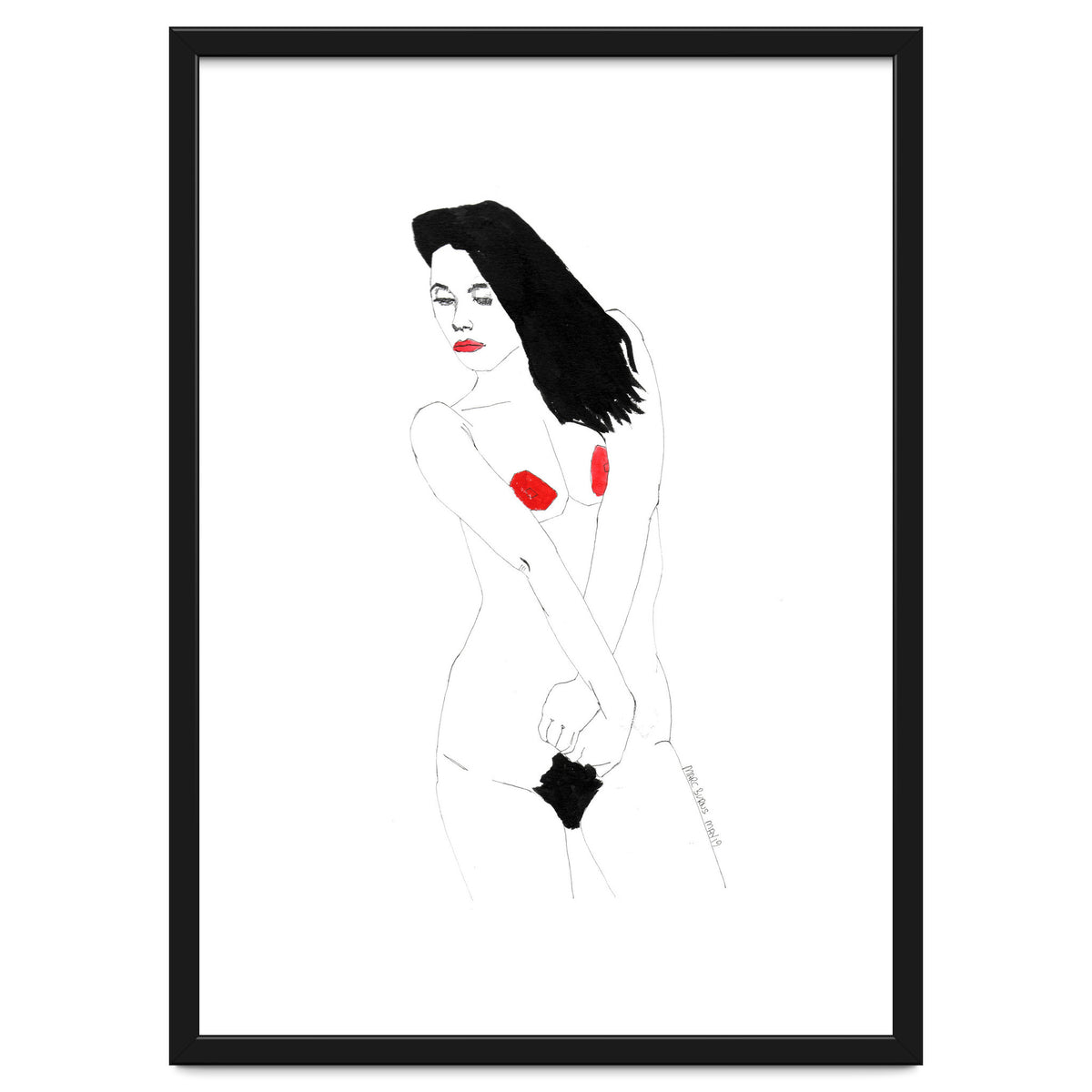 Untitled #19 - Nude in black and red