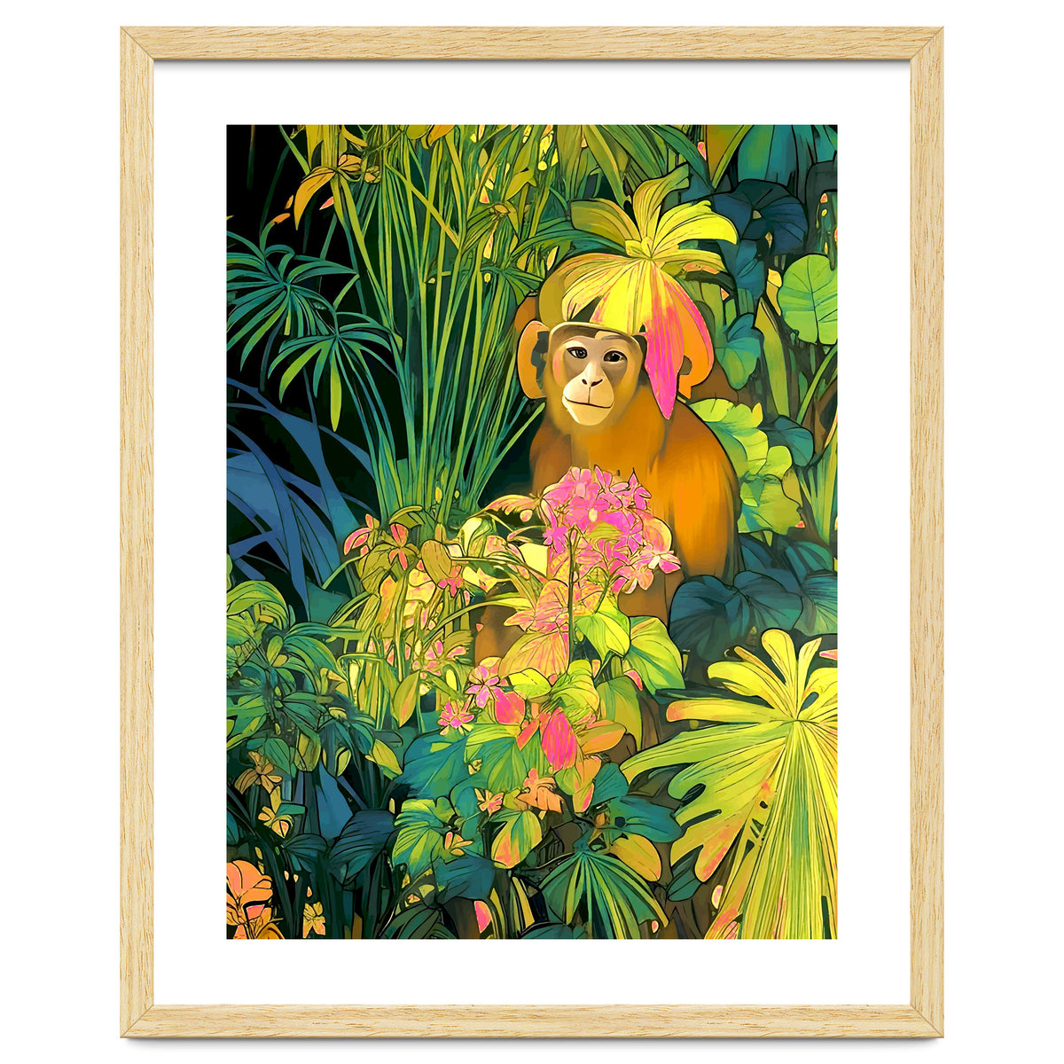Daydreamer, Coming of Age Monkey Tropical Jungle Plants, Wildlife Botanical Nature Forest Bohemian Animals