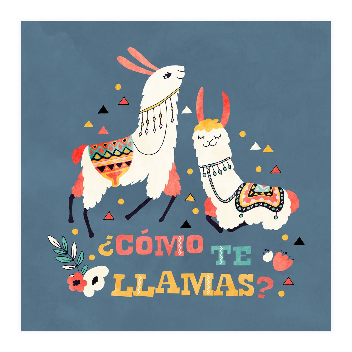 Llama With Cactus Como Te Llamas Spanish Saying 2 (Print Only)