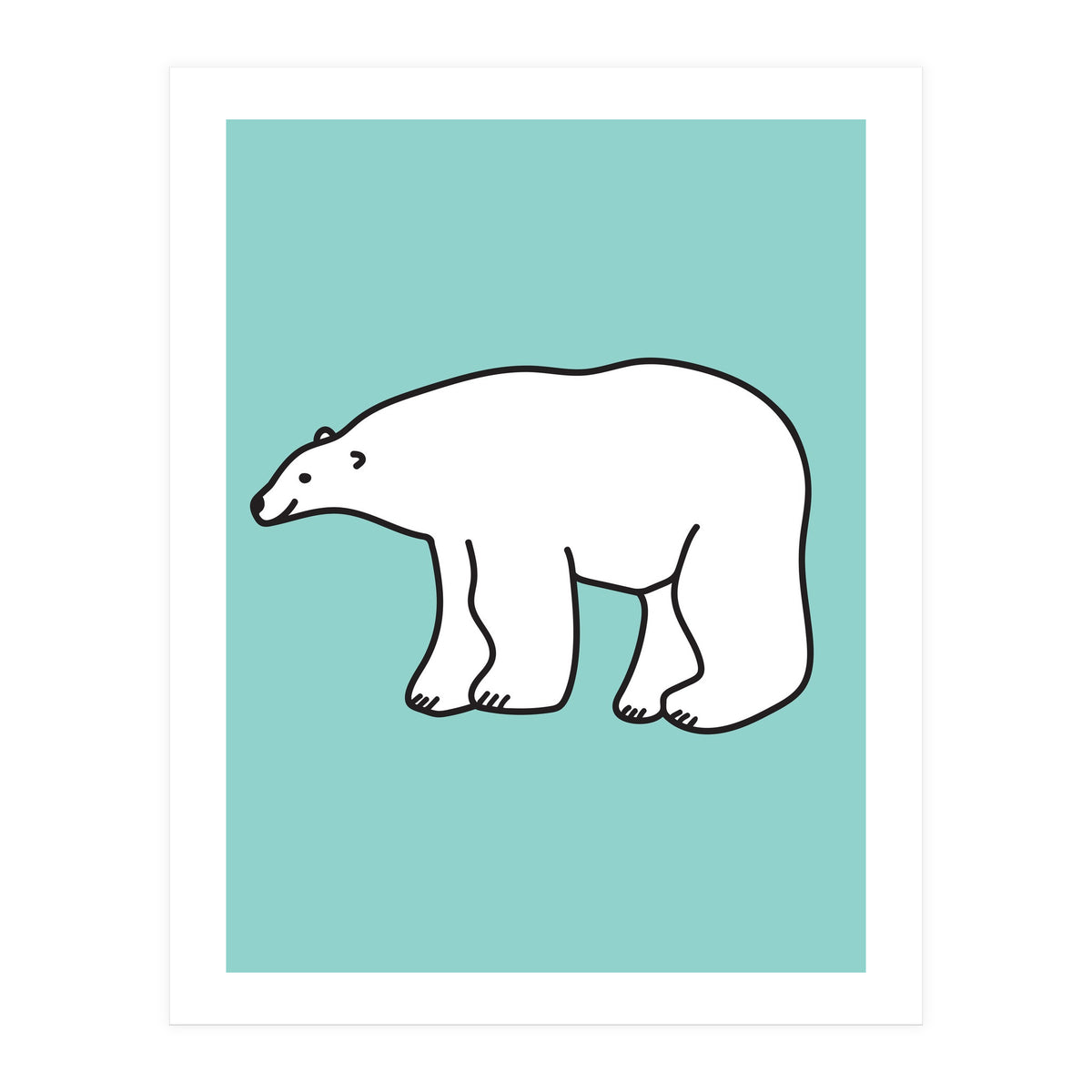 Polar Bear Pattern On a Mint Background (Print Only)