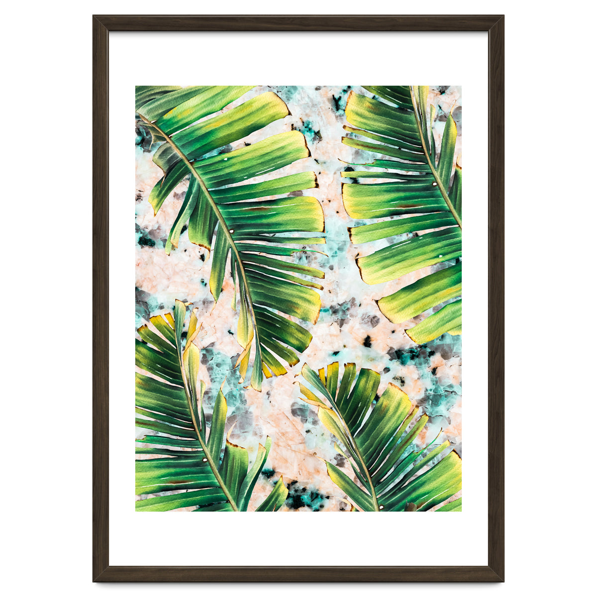 Palm leaf on marble 02