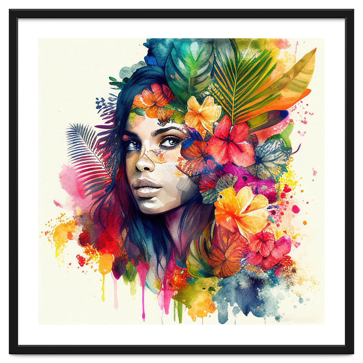 Watercolor Tropical Woman #17