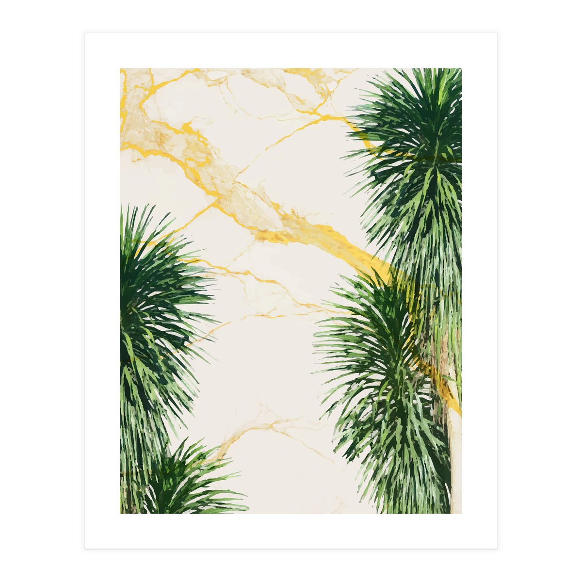 Gold marble texture with palm tree (Print Only)