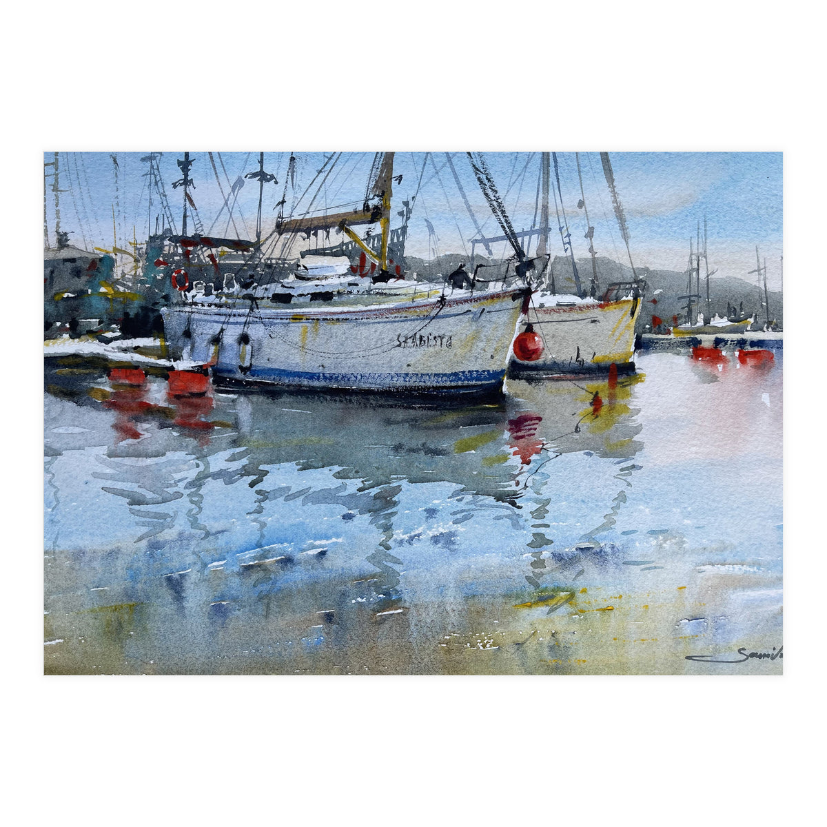 Yachts watercolor (Print Only)