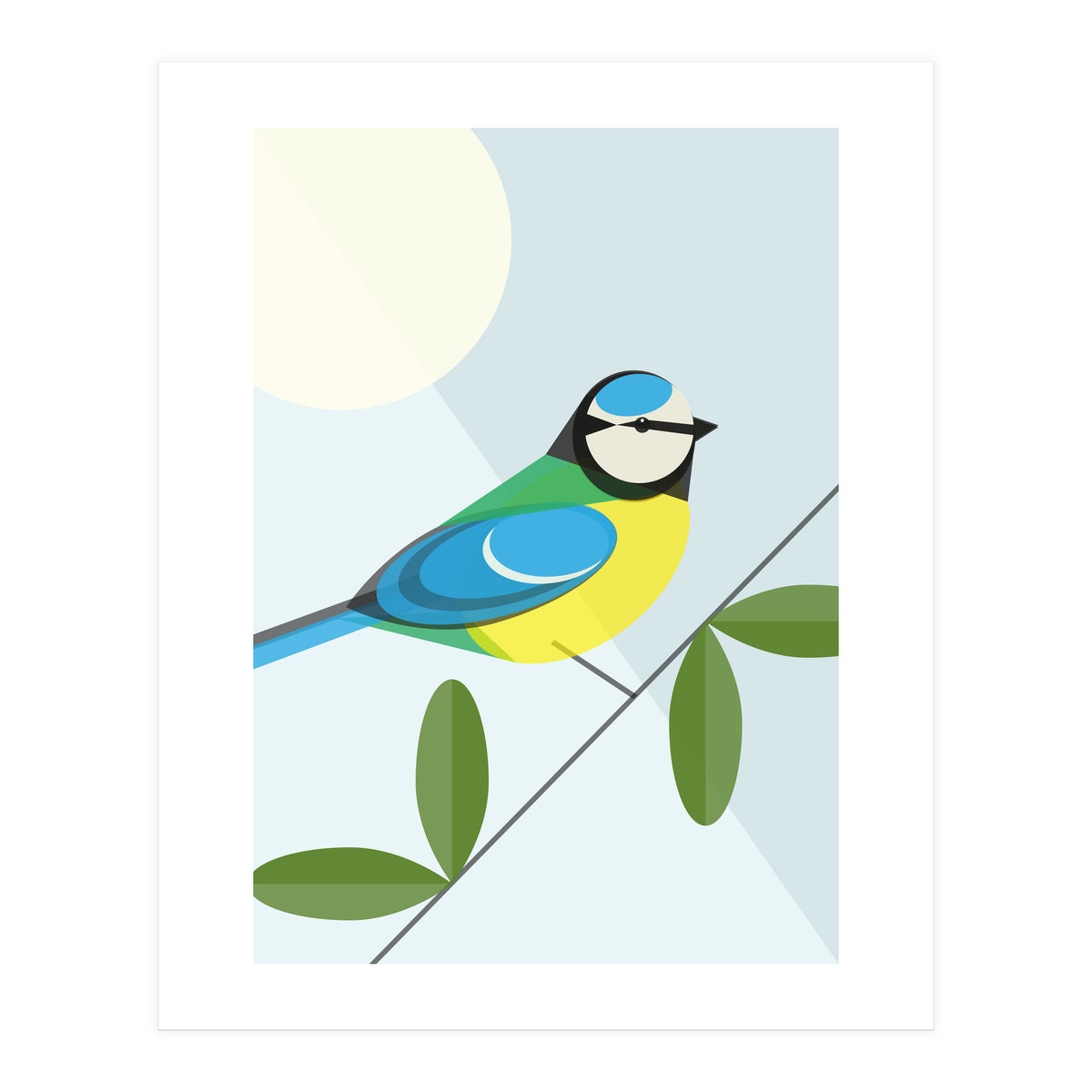 Mid Century Geometric Blue Tit (Print Only)